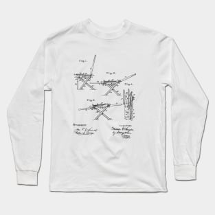 Folding Chair Vintage Patent Hand Drawing Long Sleeve T-Shirt